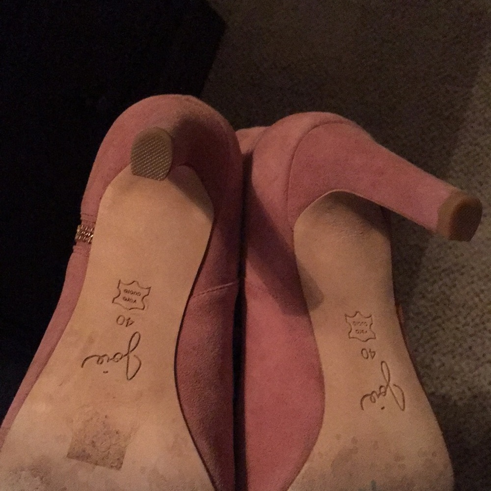 JOIE REAL SUEDE BLUSH COLOR PEEP TOE LEATHER SOLED EUC BOOTIES WORN 1x size eu40 - Picture 10 of 13